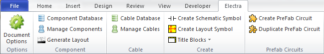 Electra CAD Visio Menu